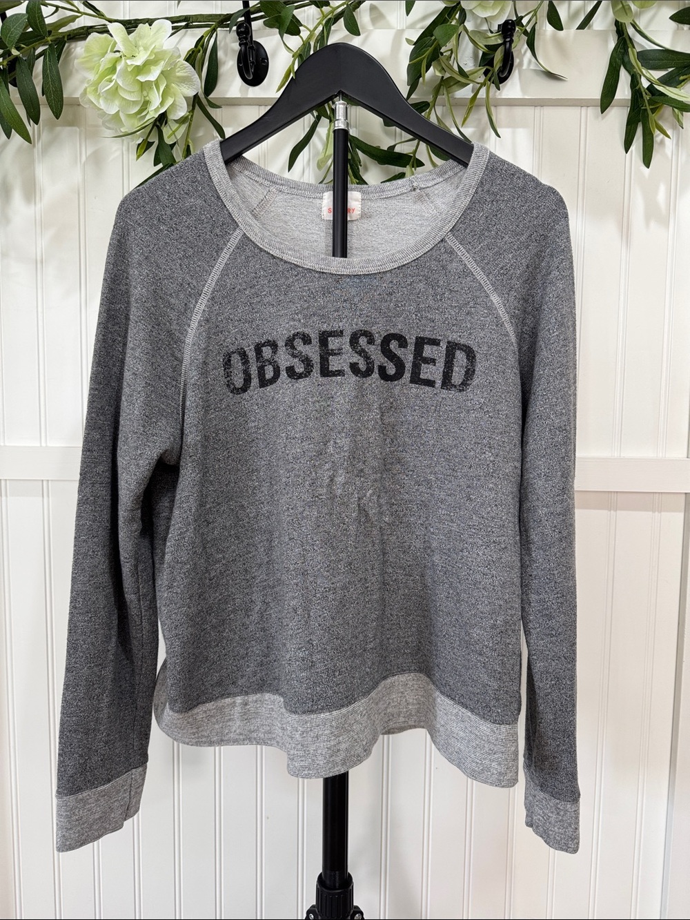 #668 SUNDRY Grey 'OBSESSED' Pullover Sweatshirt - Picture 2 of 7